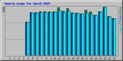 Hourly usage for March 2025